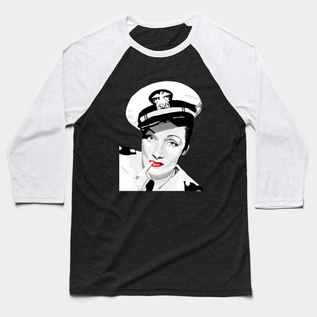 Marlene Dietrich Baseball T-Shirt by SiSuSiSu